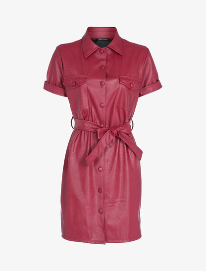 Robe chemise boutonnée - rouge - 3