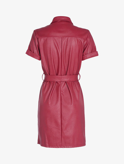 Robe chemise boutonnée - rouge - 2