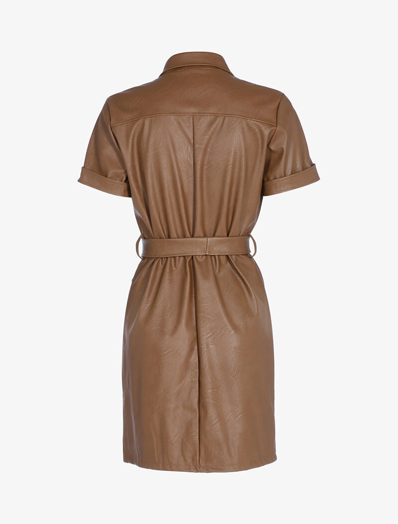 Robe chemise boutonnée - marron - 2