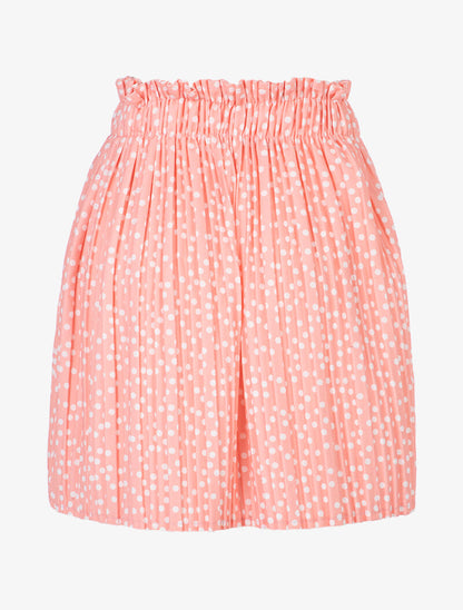 Jupe gaufrée à pois - corail - 1