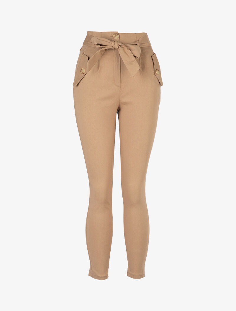 Pantalón 7/8 de talle imperio - Topo