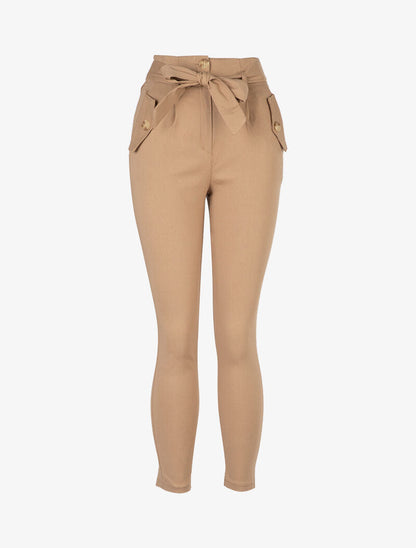 Pantalón 7/8 de talle imperio - Topo