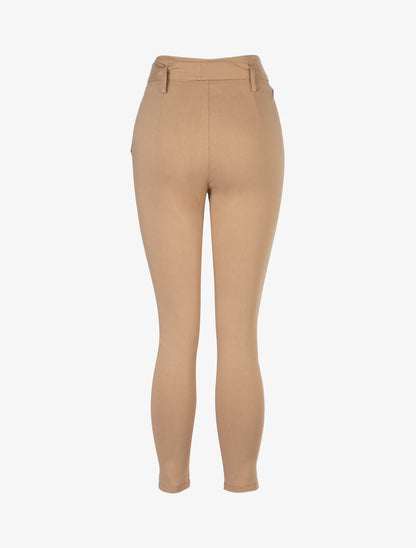 Pantalón 7/8 de talle imperio - Topo