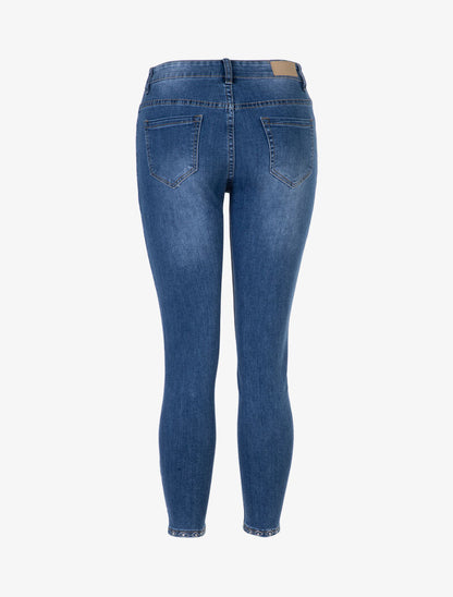 Jean à fins bords strassés - bleu denim - 2