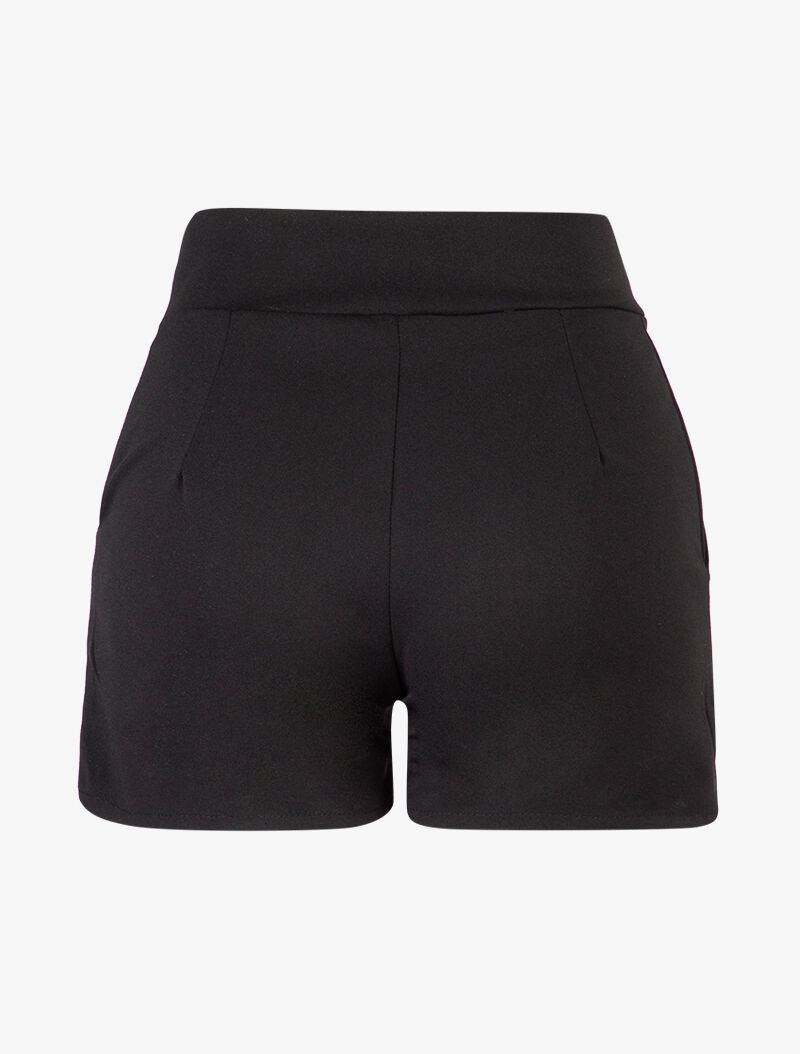 Short taille haute à côtés boutonnés - noir - 2
