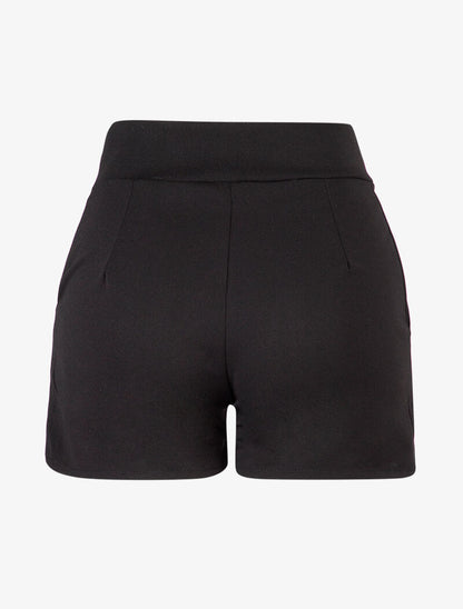 Short taille haute à côtés boutonnés - noir - 2