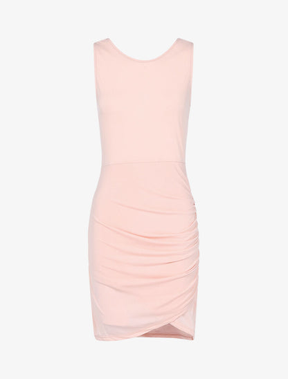 Robe fourreau à bords drapés - rose - 3