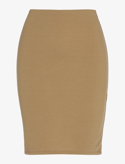 Jupe crayon unie - beige - 1