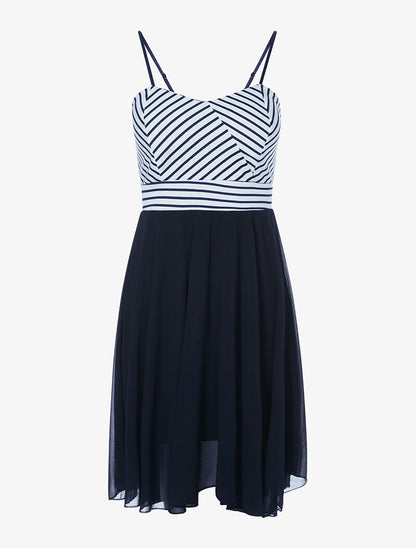 Robe à buste inspiration marinière - marine - 1