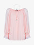 Blouse à manches fendues et résille - rose - 3