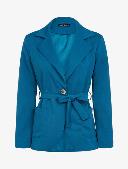 Veste unie casual - bleu pétrole - 3