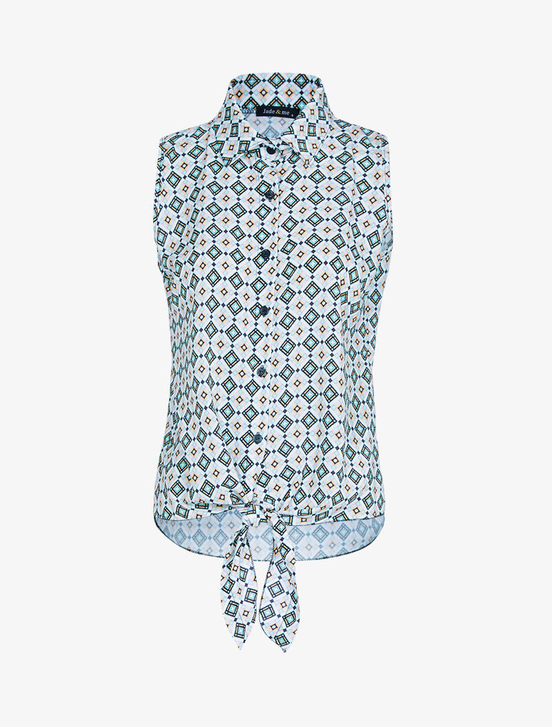 Chemise sans manches à pois - blanc - 3