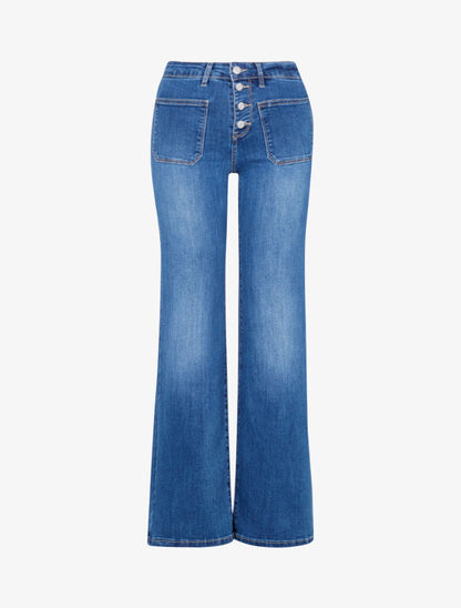 Jean ample délavé à poches avant plaquées - bleu denim - 3