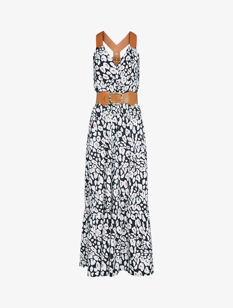 Robe à bretelles style sangles en simili - noir - 5