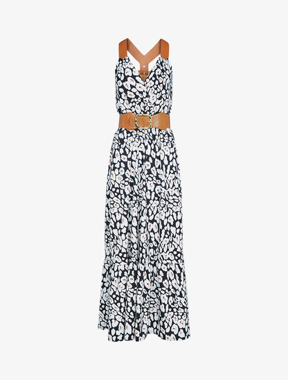 Robe à bretelles style sangles en simili - noir - 5