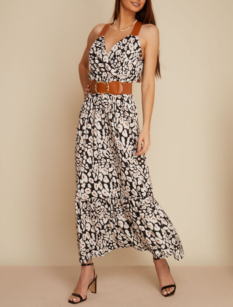 Robe à bretelles style sangles en simili - noir - 3