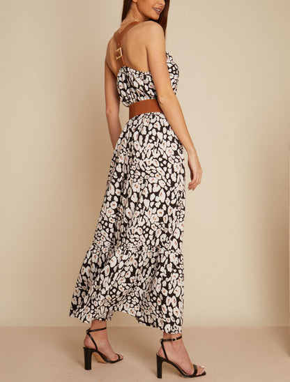 Robe à bretelles style sangles en simili - noir - 4