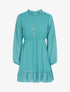 Tunique style robe en voile à encolure montante - turquoise - 1