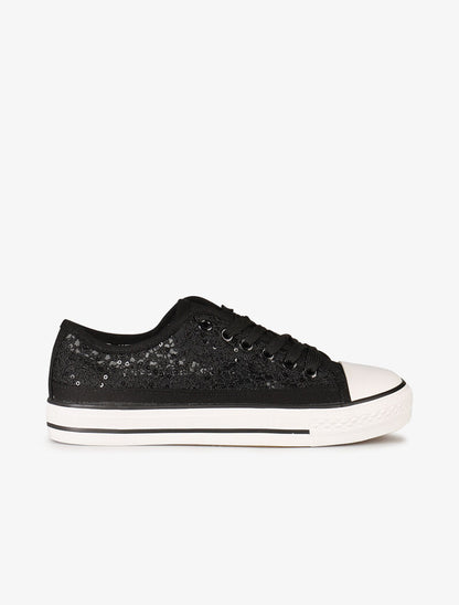 Tennis style crochet et sequins - noir - 4
