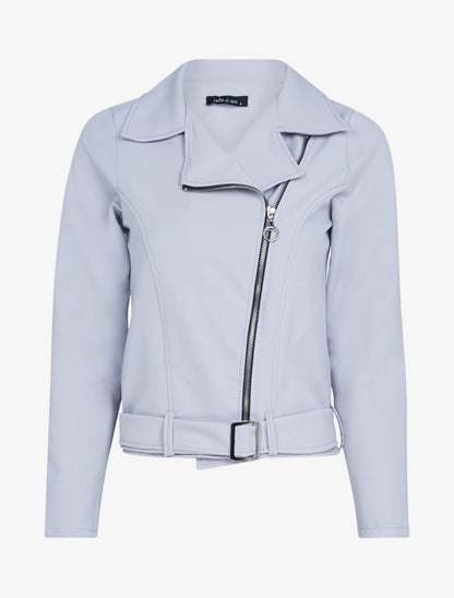 Veste zippée à bord ceinturé - gris clair - 1