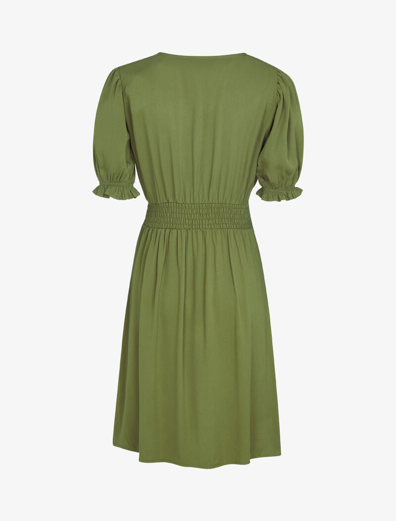 Robe patineuse à boutons décoratifs - kaki - 2