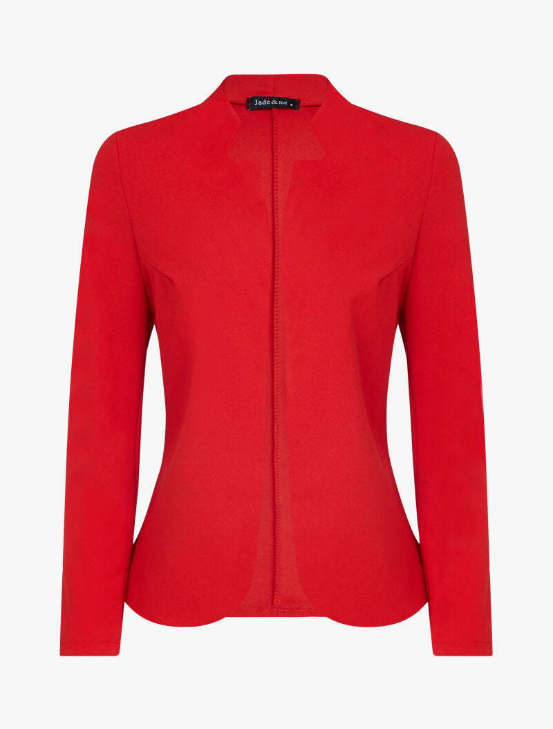 Veste unie à col cranté - rouge - 1