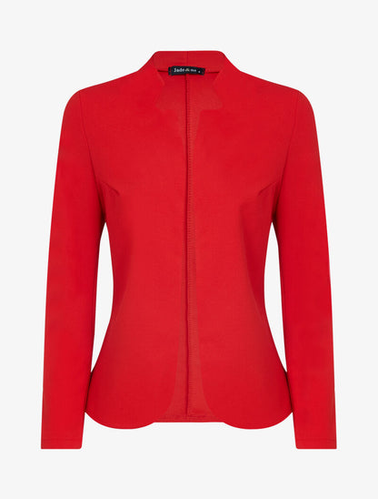 Veste unie à col cranté - rouge - 1