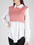 Chemise à empiècement style sweatshirt - corail - 4