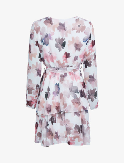 Robe à volants et imprimés - blanc - 2