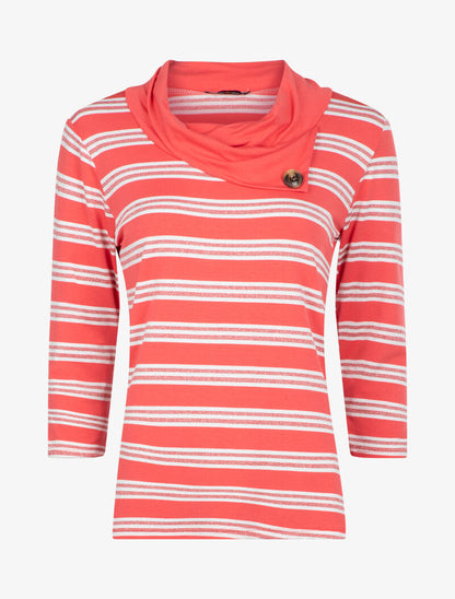 Top à imprimé rayures - corail - 3
