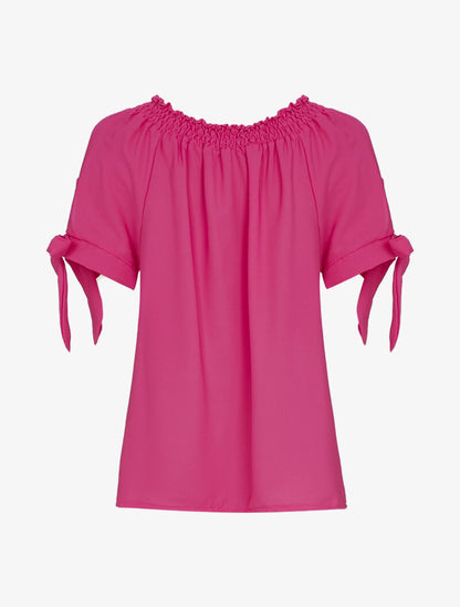 Top bardot en voile - fushia - 3