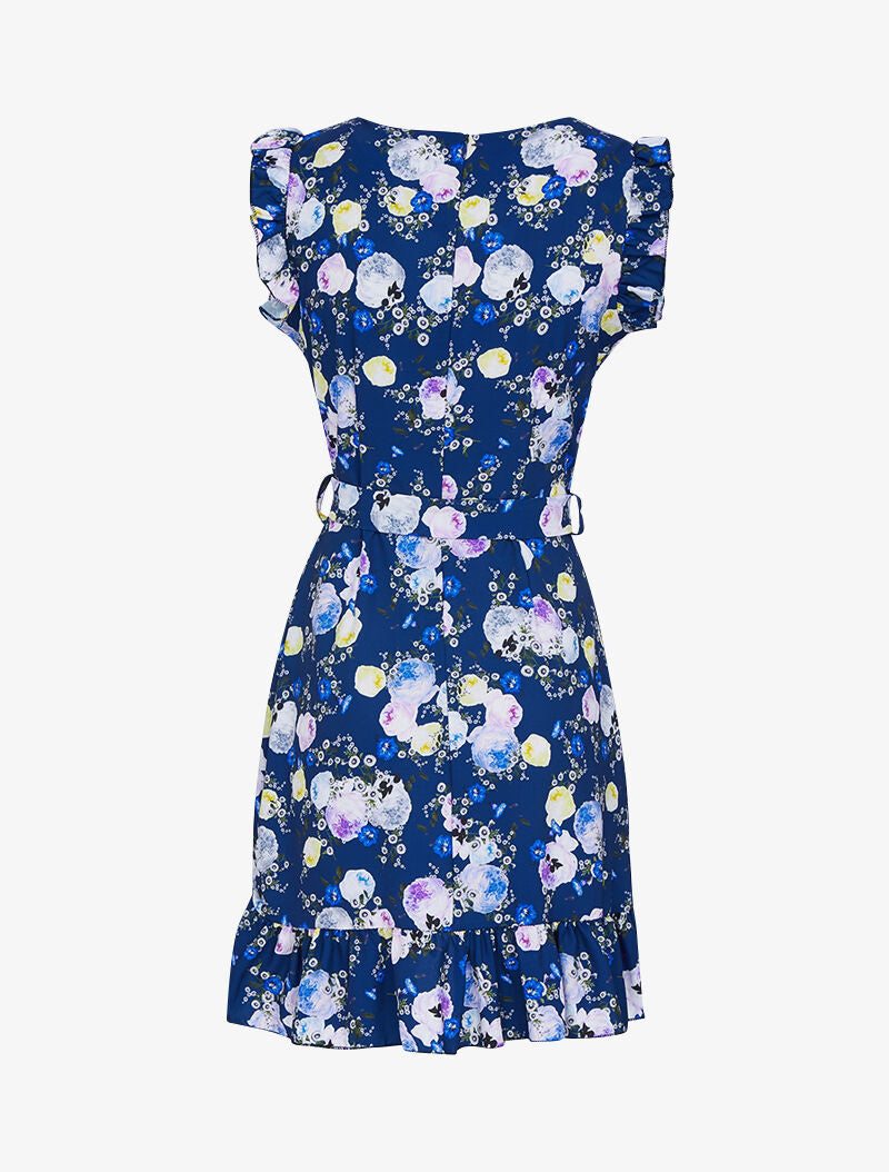 Robe à imprimé floral graphique - marine - 3