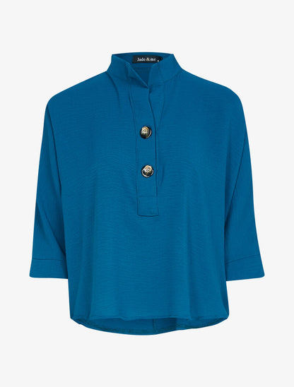Top loose coupe chauve souris - bleu pétrole - 1