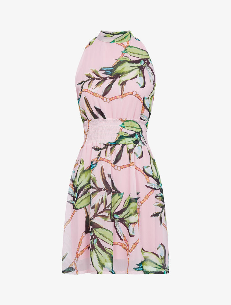 Robe imprimée à encolure ras de cou - rose - 2