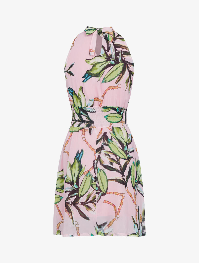Robe imprimée à encolure ras de cou - rose - 3