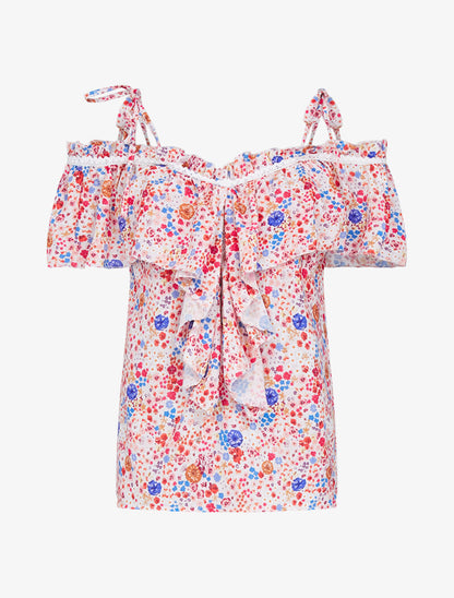 Top fleuri à épaules nues - ecru - 3