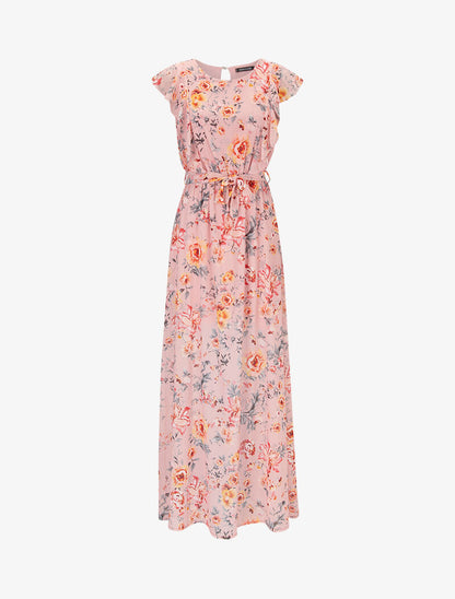 Robe fleurie à buste volanté - rose - 2