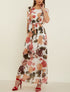 Robe fleurie à buste volanté - ecru - 4