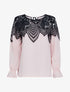 Blouse à empiècement dentelle - rose - 3