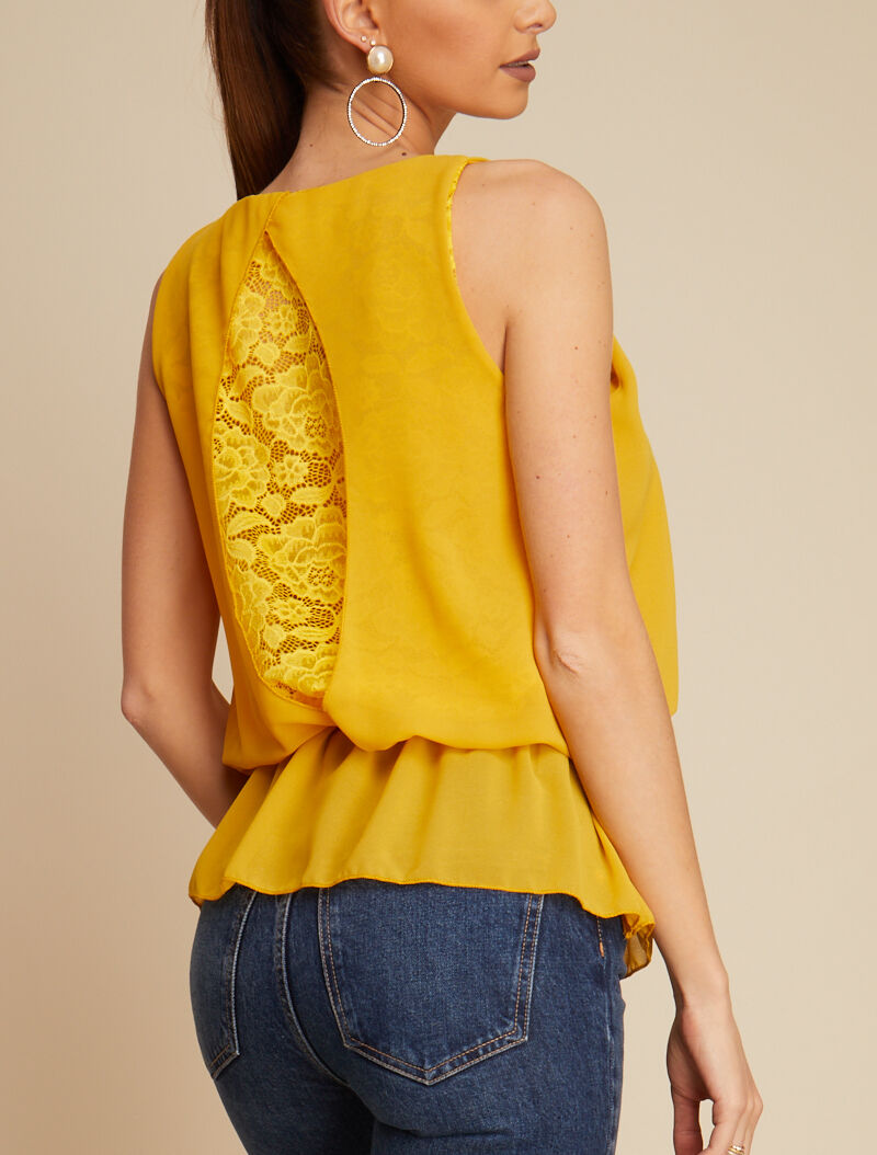 Top boule à dos en crochet - jaune - 2