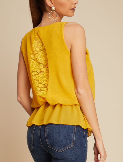 Top boule à dos en crochet - jaune - 2
