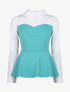 Top style chemise coupe péplum - turquoise - 1