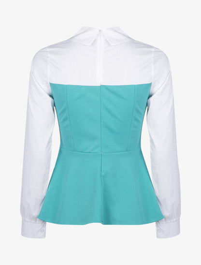 Top style chemise coupe péplum - turquoise - 2