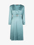 Robe satinée à bas gaufré - turquoise - 3