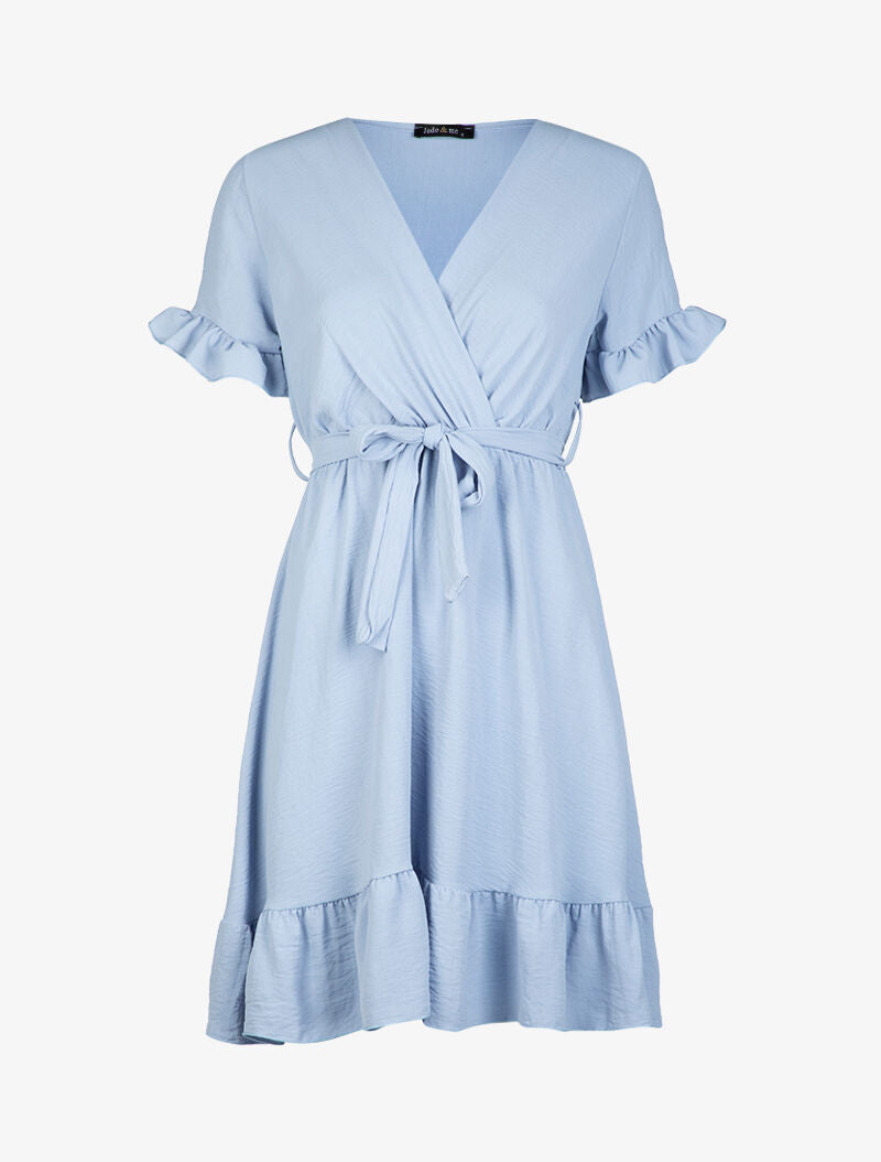Robe patineuse à bords volantés - bleu ciel - 3
