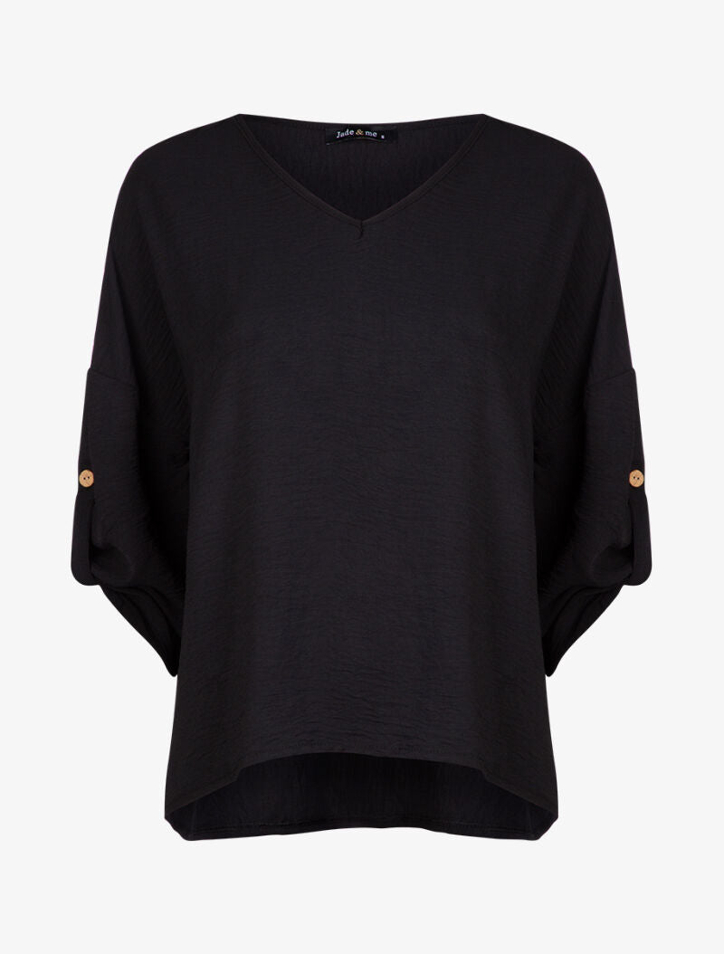 Tunique ample à dos plus long - noir - 3