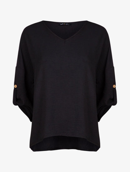 Tunique ample à dos plus long - noir - 3