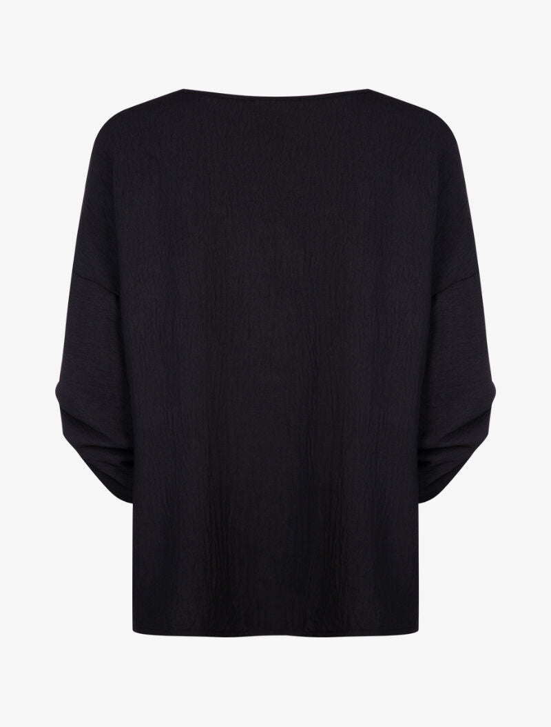 Tunique ample à dos plus long - noir - 2