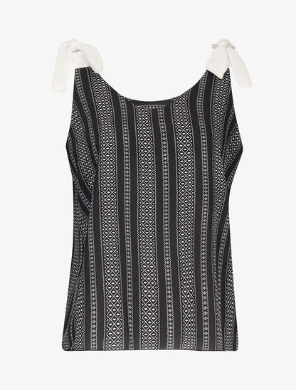 Top en voile à imprimés - noir - 1