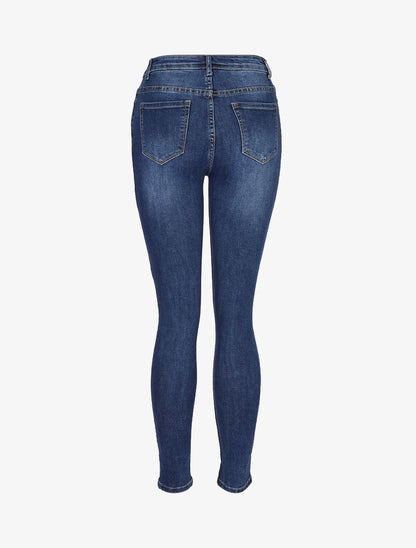 Jean skinny à déchirures doublées - bleu denim - 2